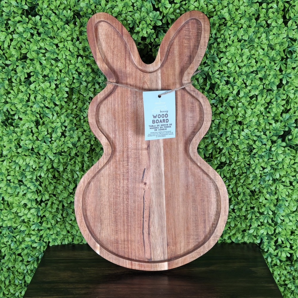 Crofton Bunny Wood Board 100% Acacia Wood Easter Rabbit Charcuterie Serving Tray